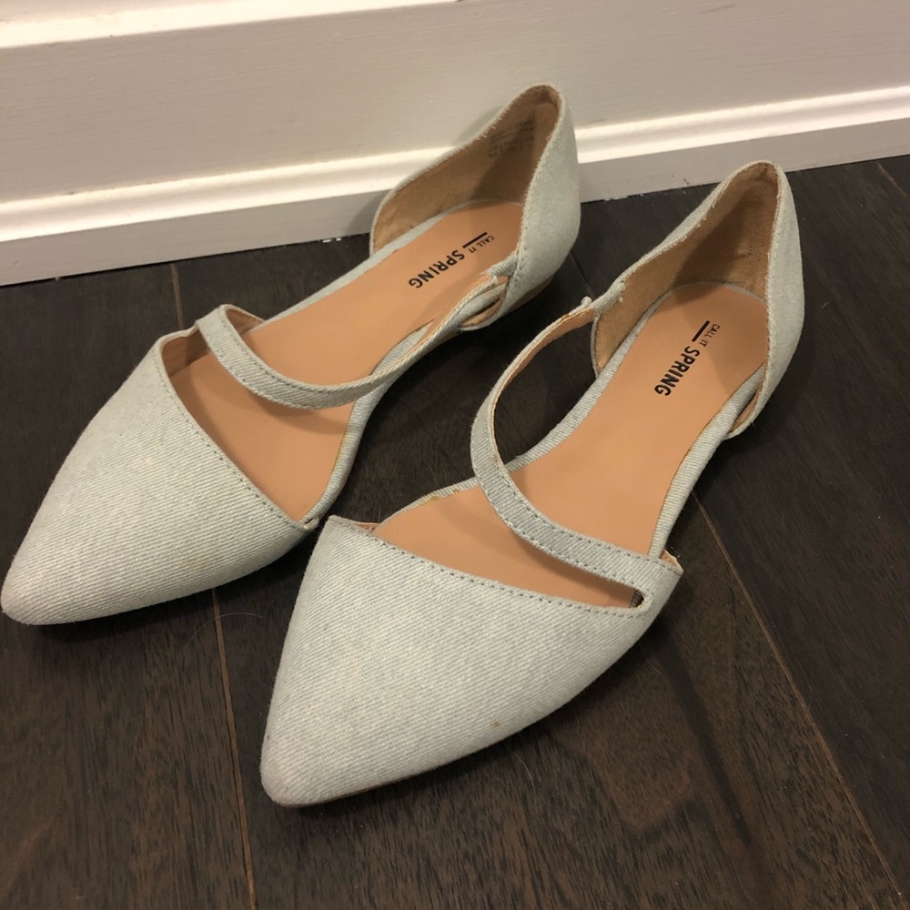 Powder Blue Denim Flats- Call It Spring - Picture 3 of 4